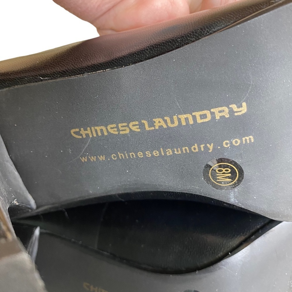 Chinese Laundry Yanni Round‎ Toe Black Leather Heels - Ladies Size 8M - Picture 8 of 10